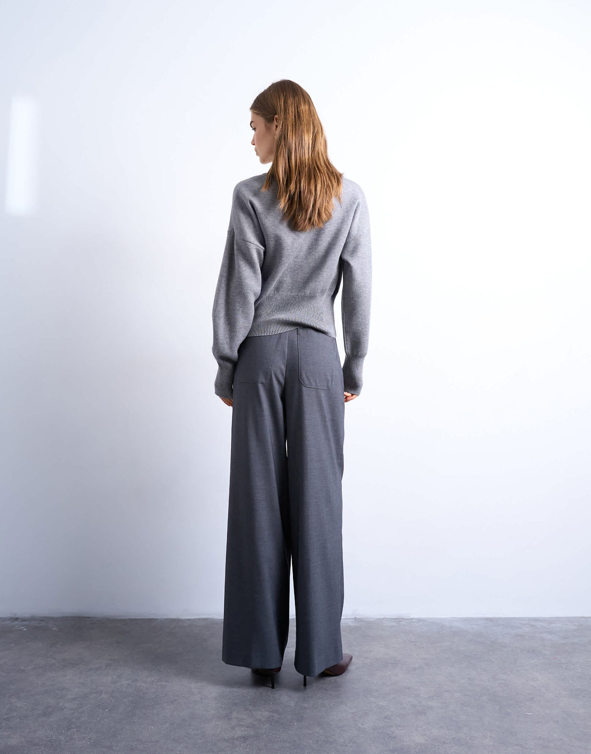 Topshop double pleat high rise wide leg trouser in charcoal