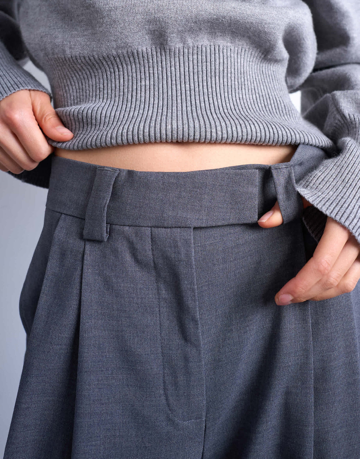 Topshop double pleat high rise wide leg trouser in charcoal