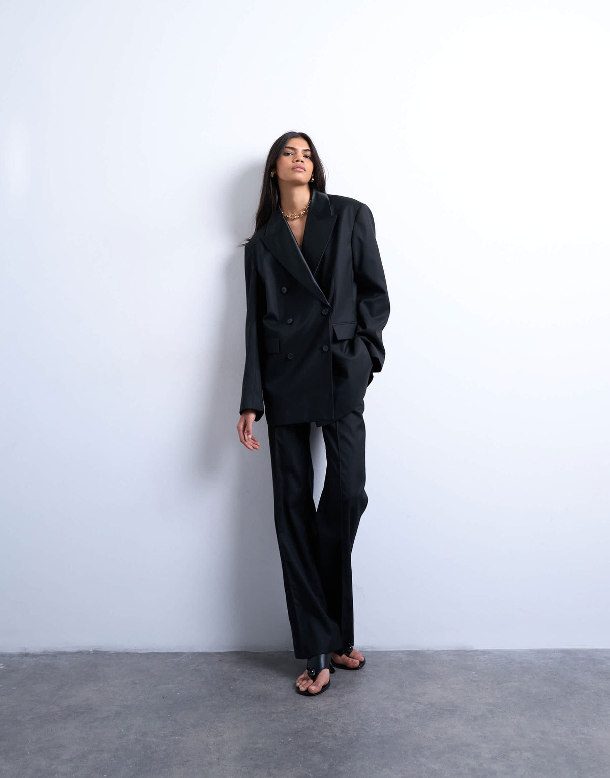 Topshop 6 button double breasted tuxedo suit blazer co ord in black