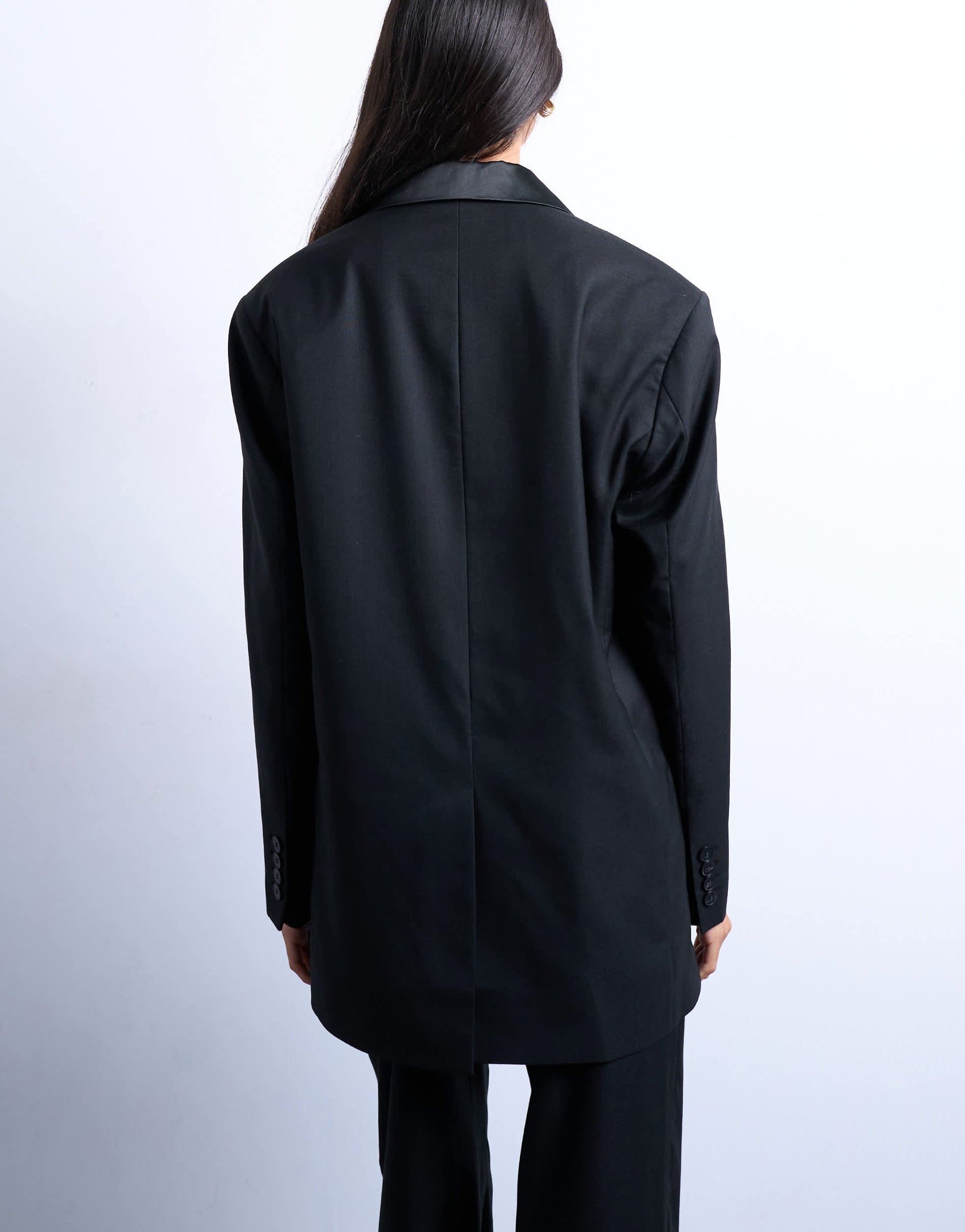 Topshop 6 button double breasted tuxedo suit blazer co ord in black