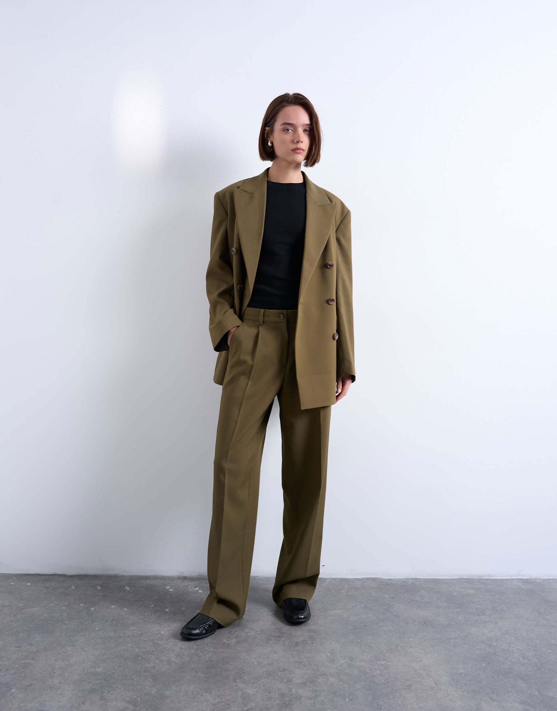 Topshop ultimate pleated slouchy tailored trouser in green