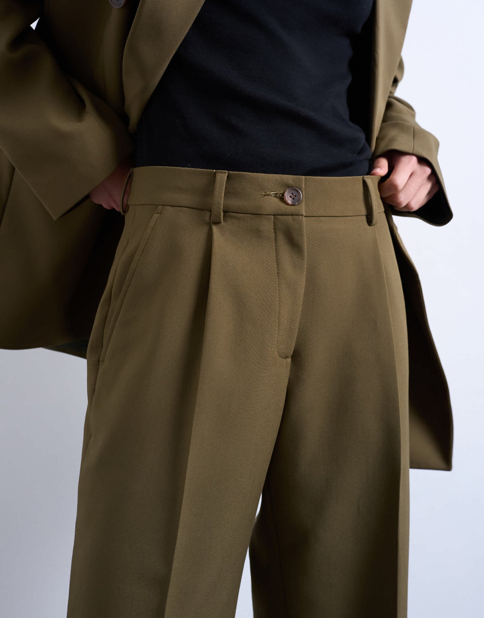 Topshop ultimate pleated slouchy tailored trouser in green