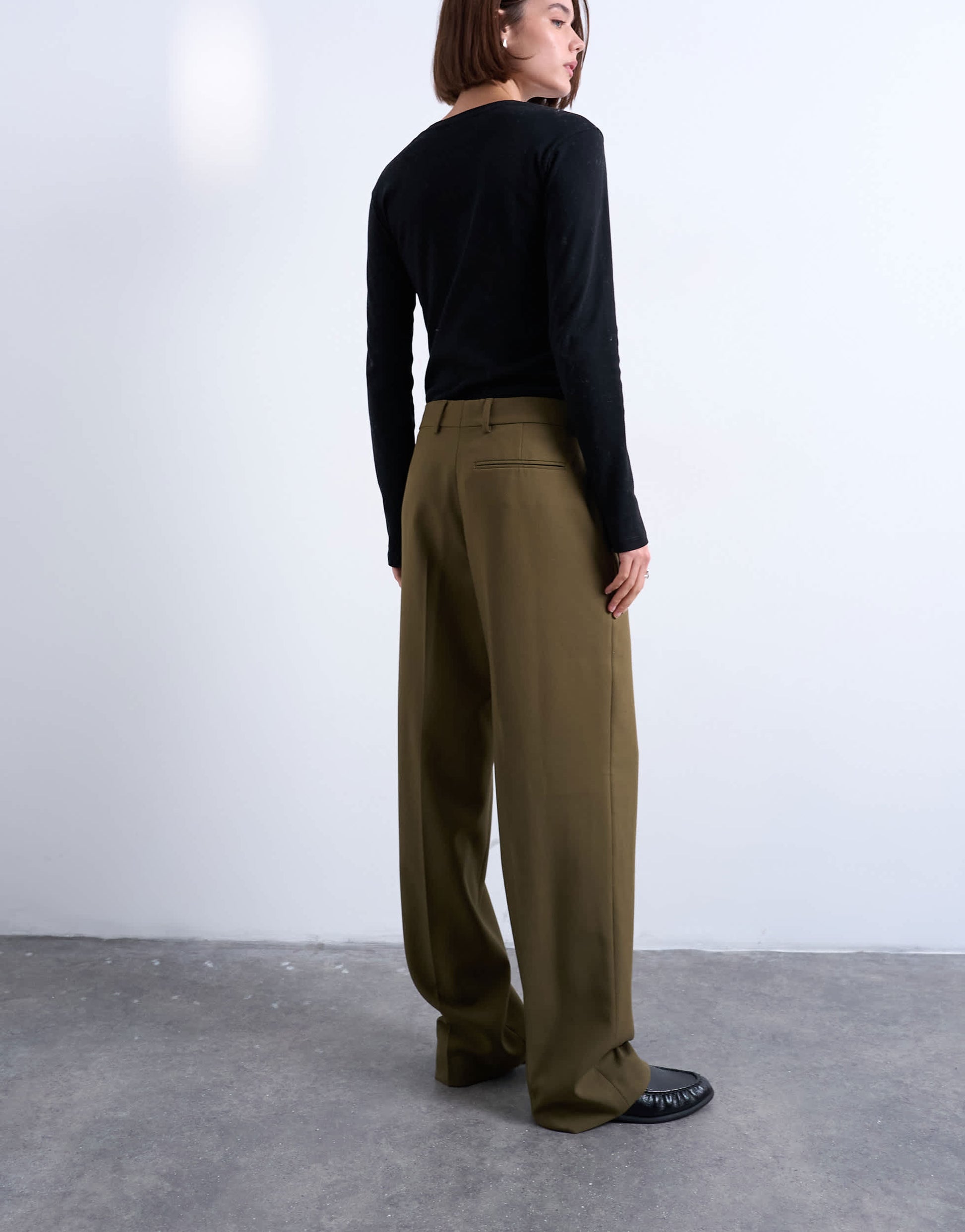 Topshop ultimate pleated slouchy tailored trouser in green