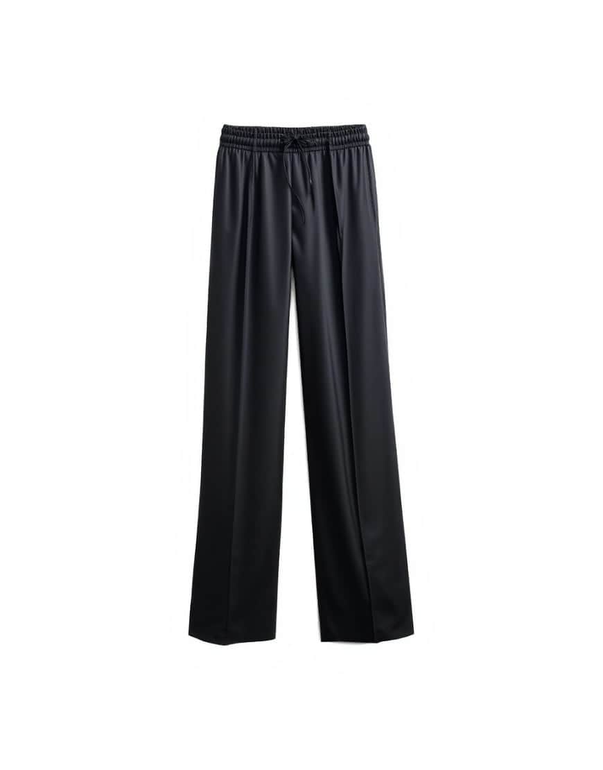 Topshop faux leather wide leg jogger with pinseam detail in black