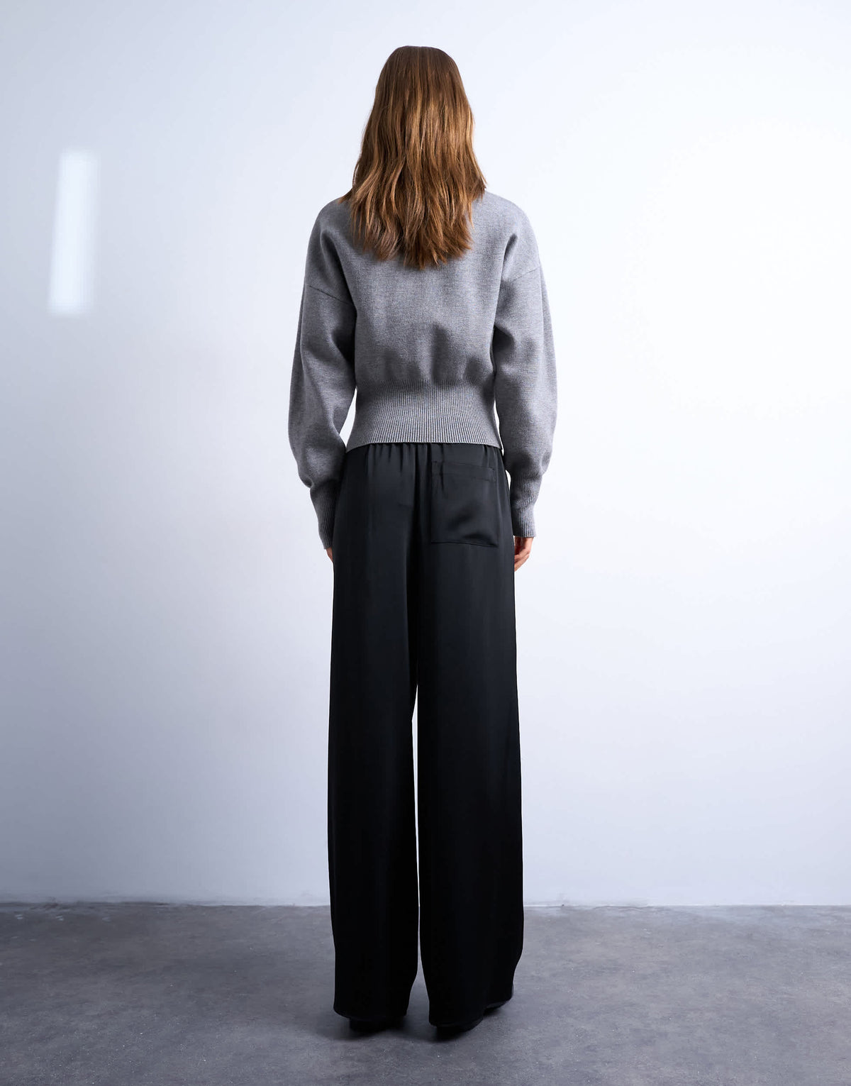 Topshop satin tie waist wide leg trouser with pintuck seam detail in black