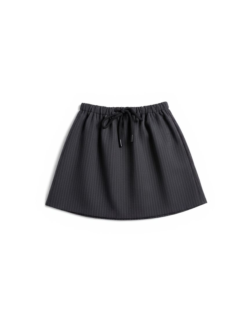 Topshop brushed low rise flippy mini micro skirt in charcoal pinstripe