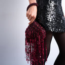 Topshop Giana sequin tassel grab bag in burgundy