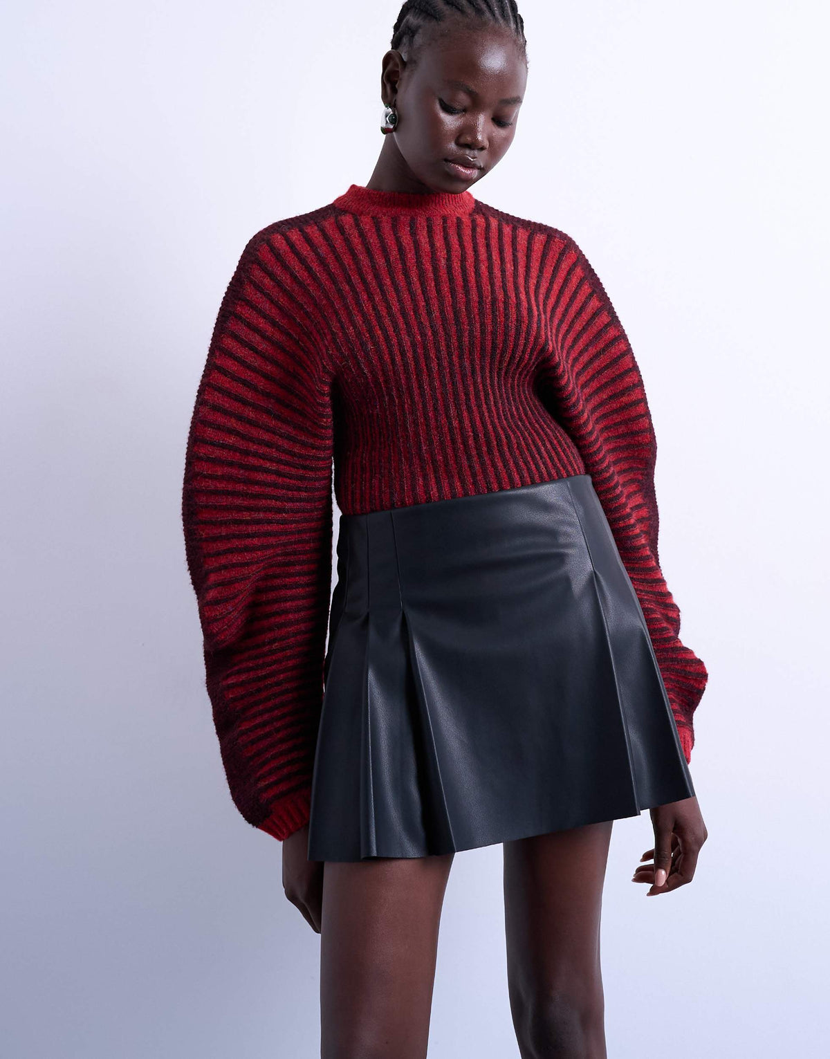 Topshop faux leather tailored mini skirt in black