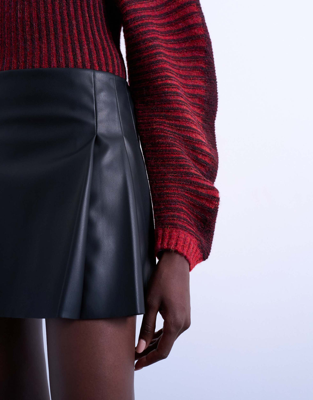 Topshop faux leather tailored mini skirt in black