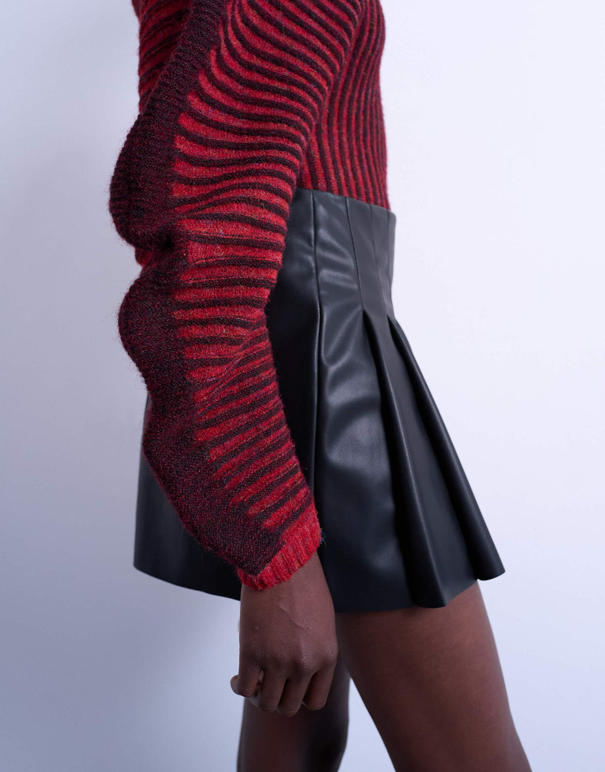 Topshop faux leather tailored mini skirt in black