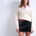 Topshop seamed detail faux leather mini in black