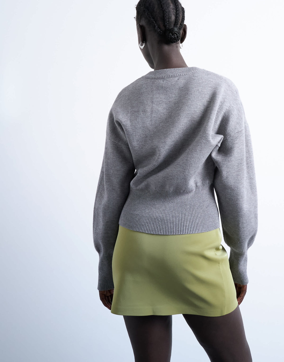 Topshop faux leather high shine mini pelmet skirt in avocado
