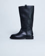 Topshop Rory real leather riding boots in black
