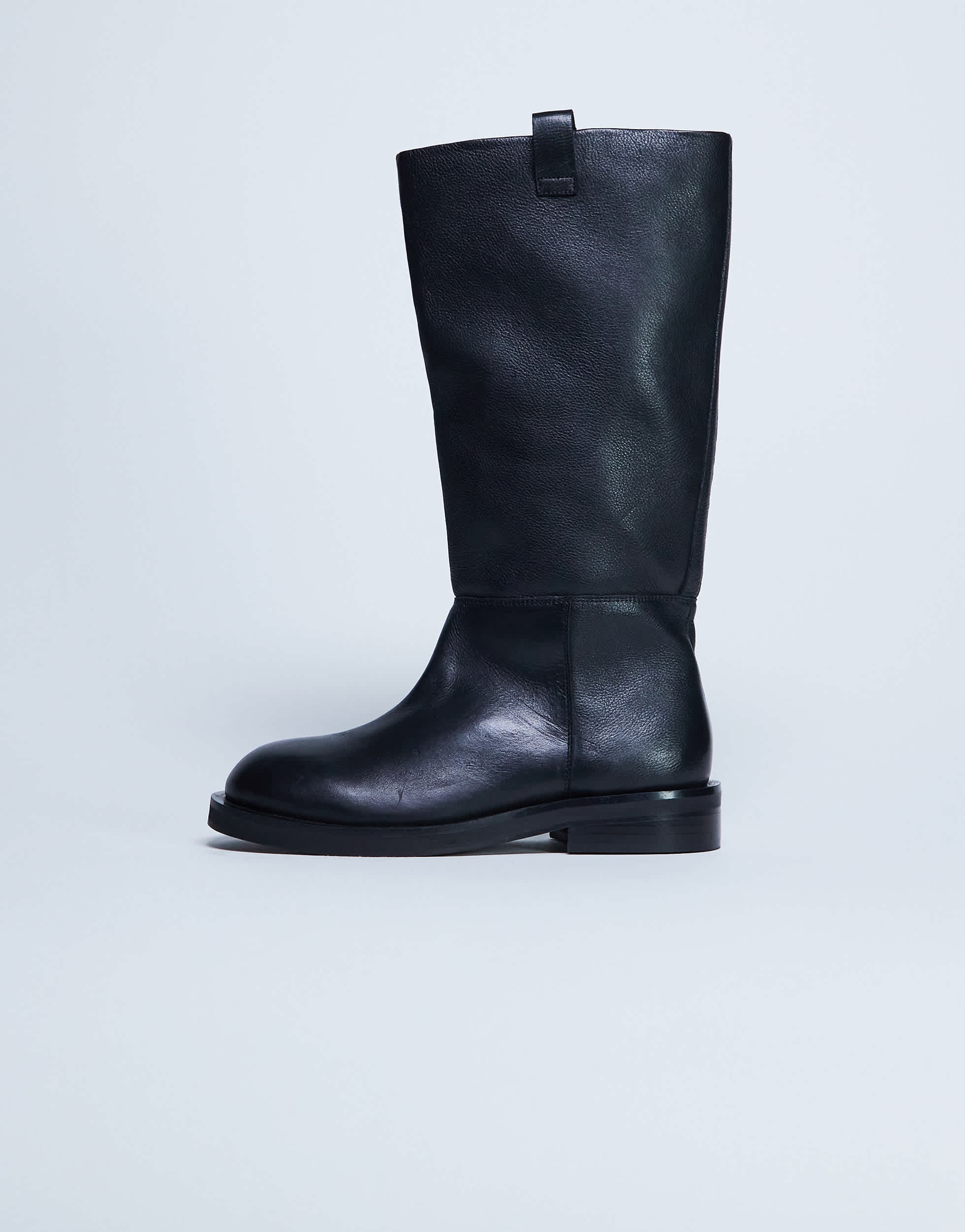 Topshop Rory Reitstiefel aus echtem Leder in Schwarz