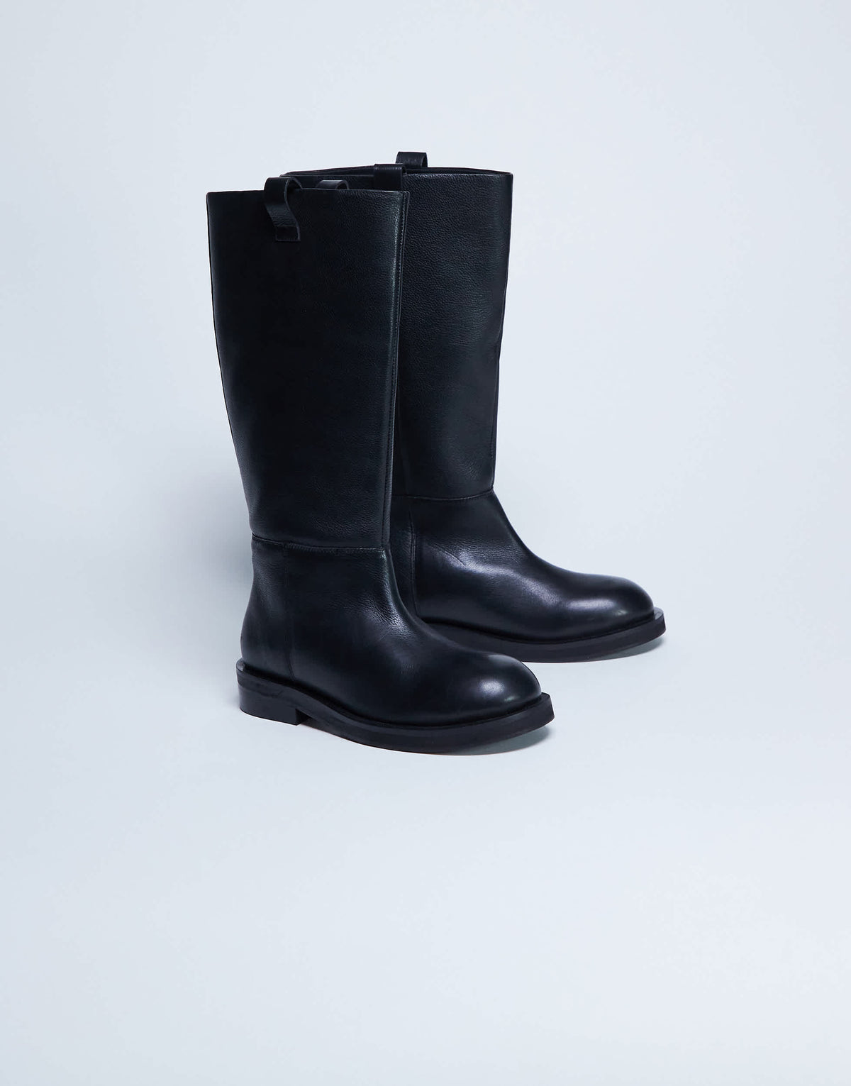 Topshop Rory real leather riding boots in black