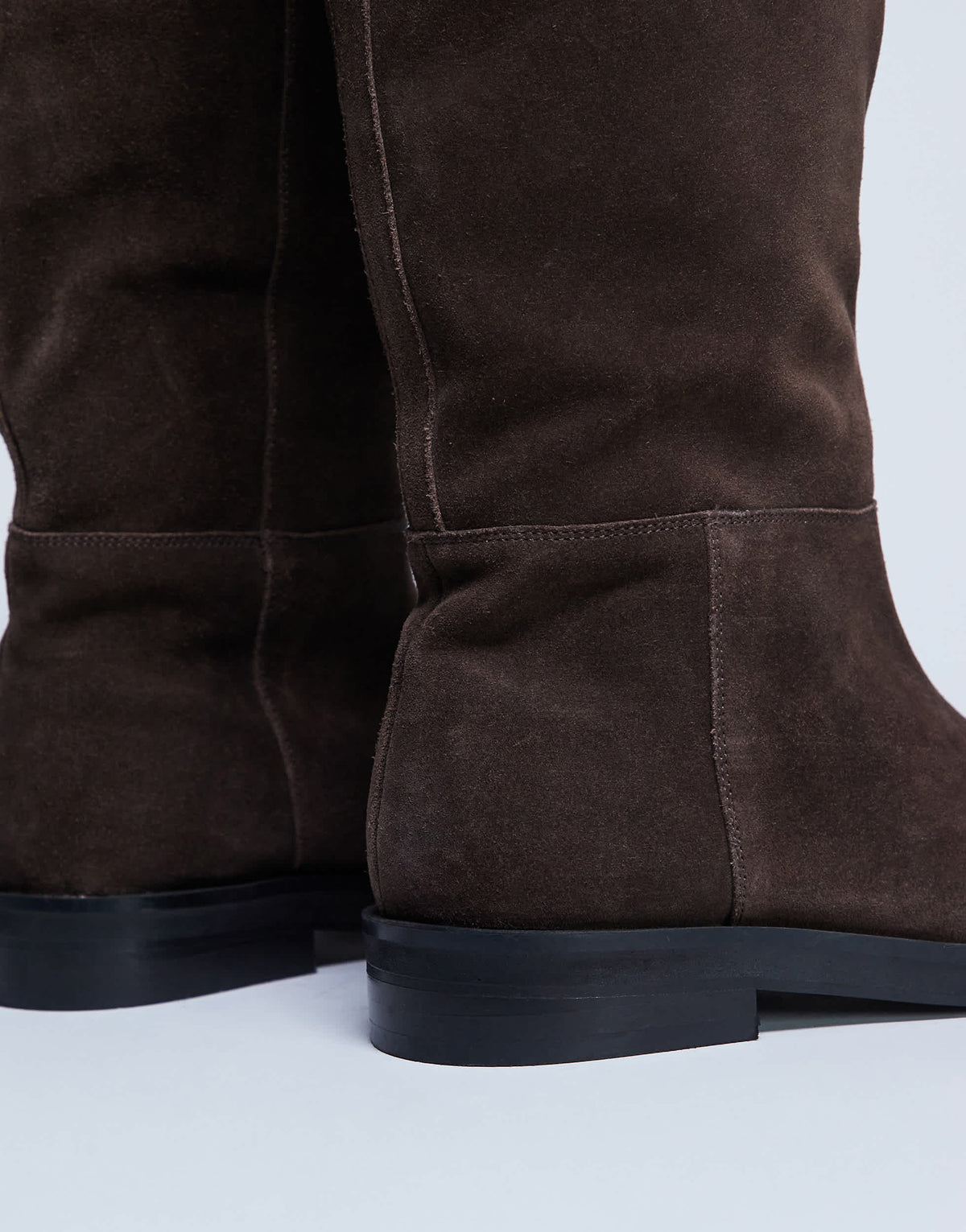 Topshop Rory real suede leather riding boots in chocolate