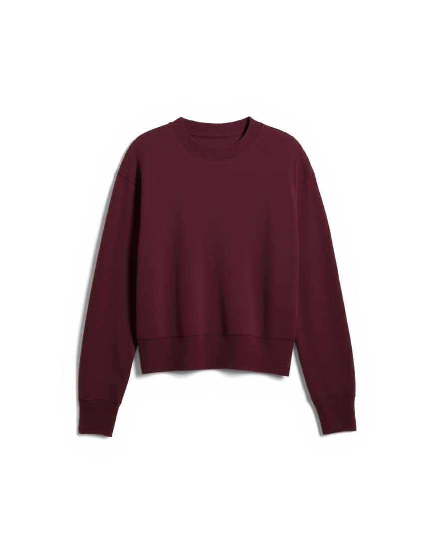 Topshop clean oversized deep cuff sweat in burgundy