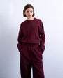 Topshop clean oversized deep cuff sweat in burgundy
