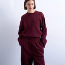 Topshop clean oversized deep cuff sweat in burgundy