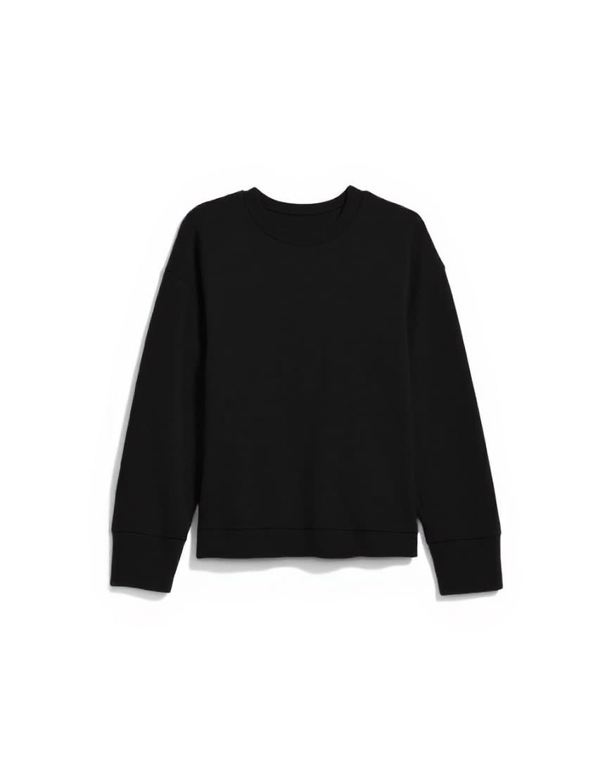 Topshop clean oversized deep cuff sweat in black