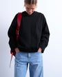 Topshop clean oversized deep cuff sweat in black
