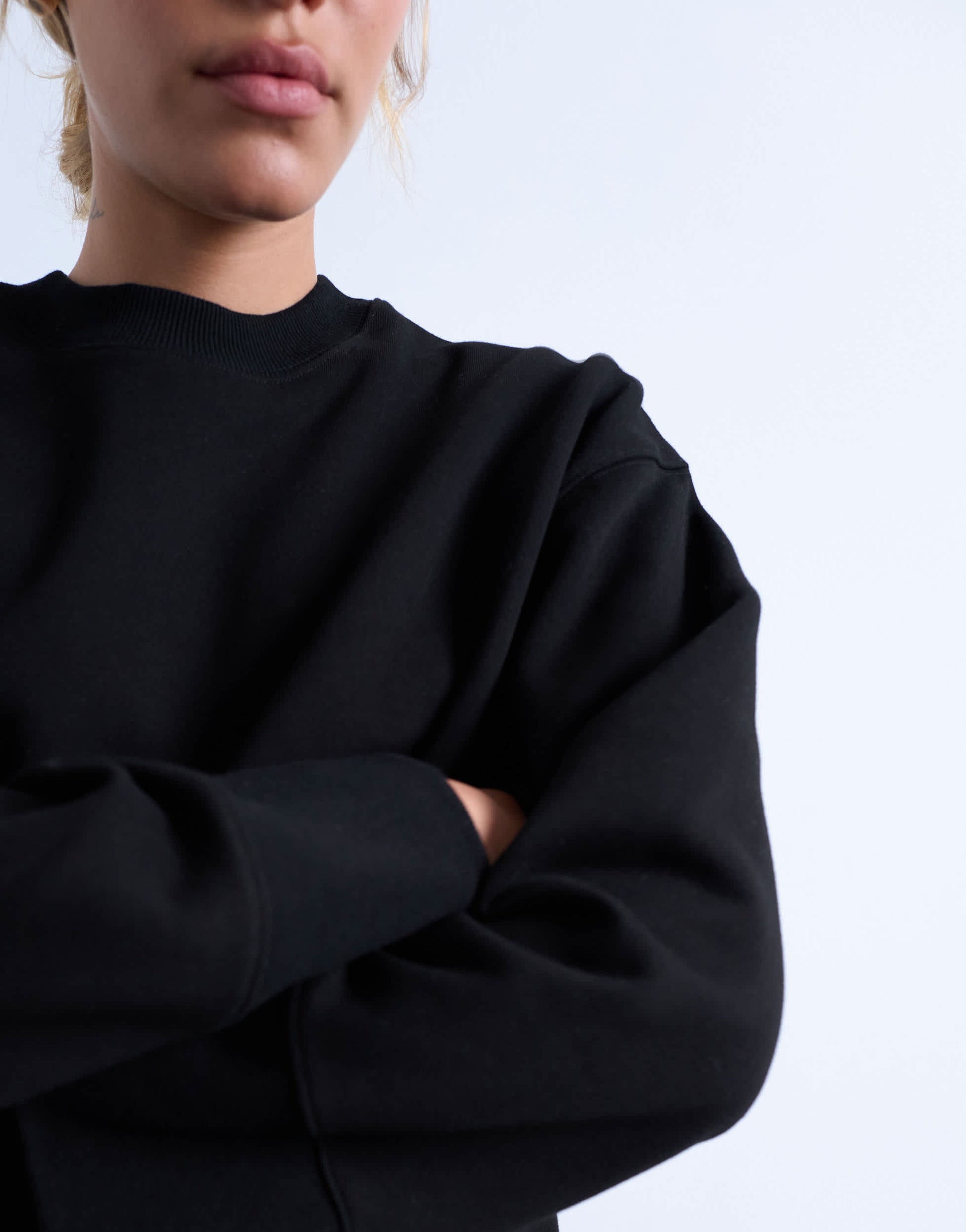 Topshop clean oversized deep cuff sweat in black