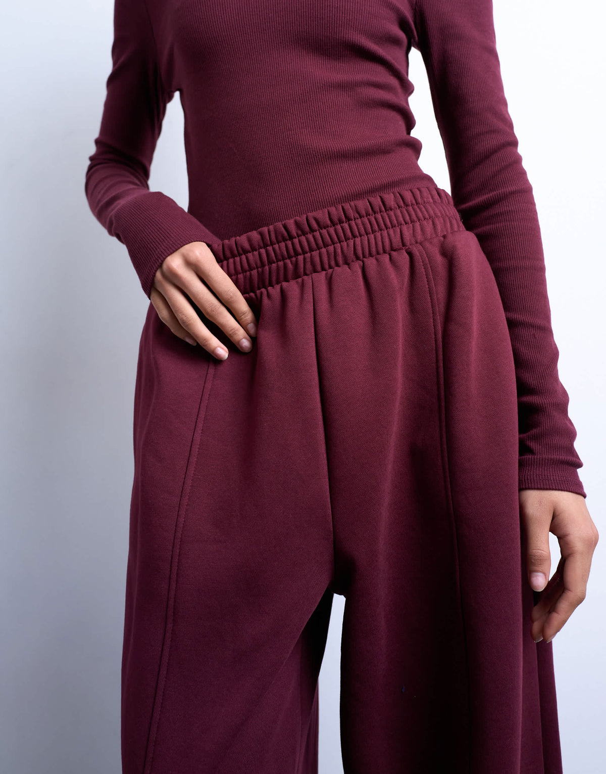 Topshop balloon jogger in burgundy