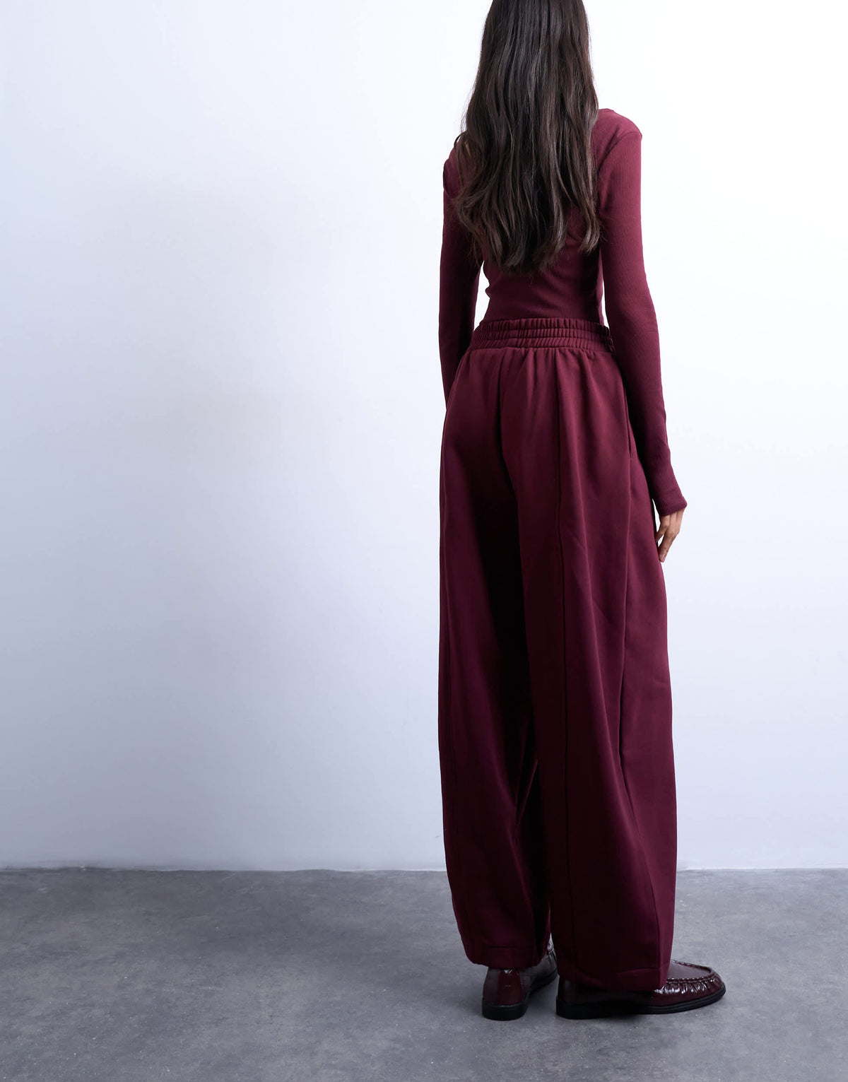 Topshop balloon jogger in burgundy