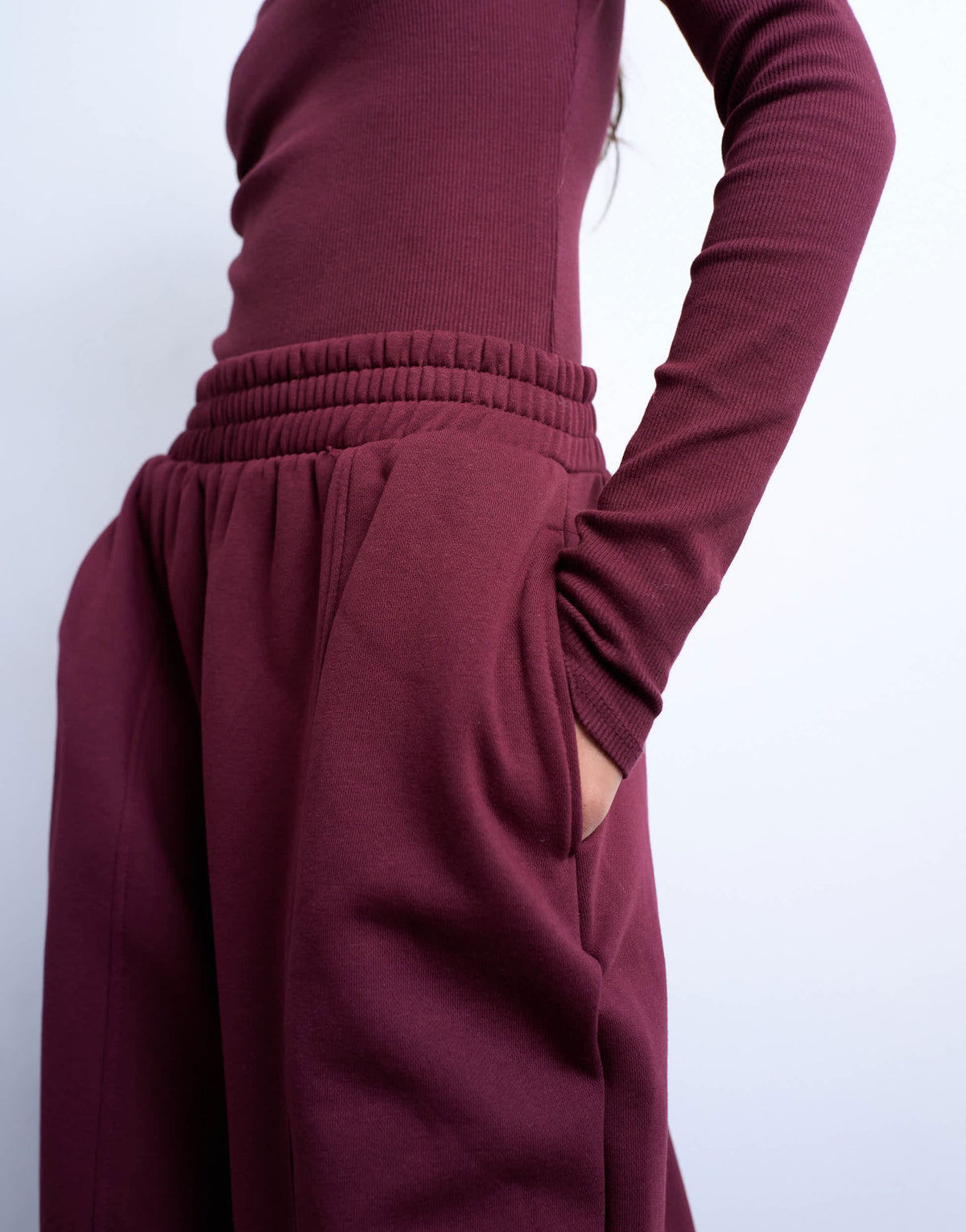 Topshop balloon jogger in burgundy