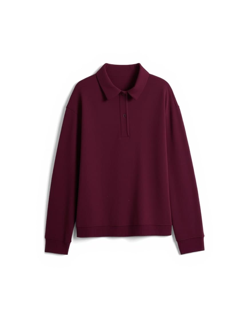 Topshop polo sweat in burgundy