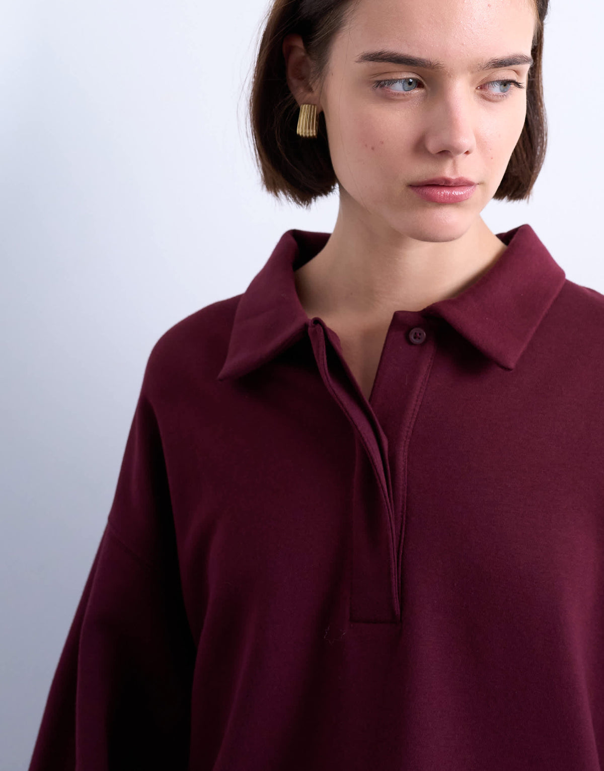 Topshop polo sweat in burgundy