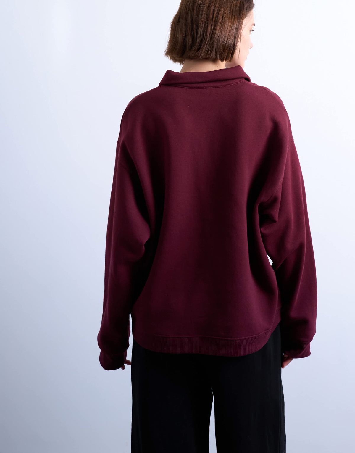 Topshop polo sweat in burgundy