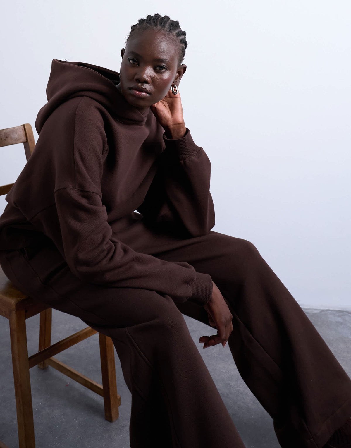 Topshop premium heavyweight oversized hoodie in chocolate brown