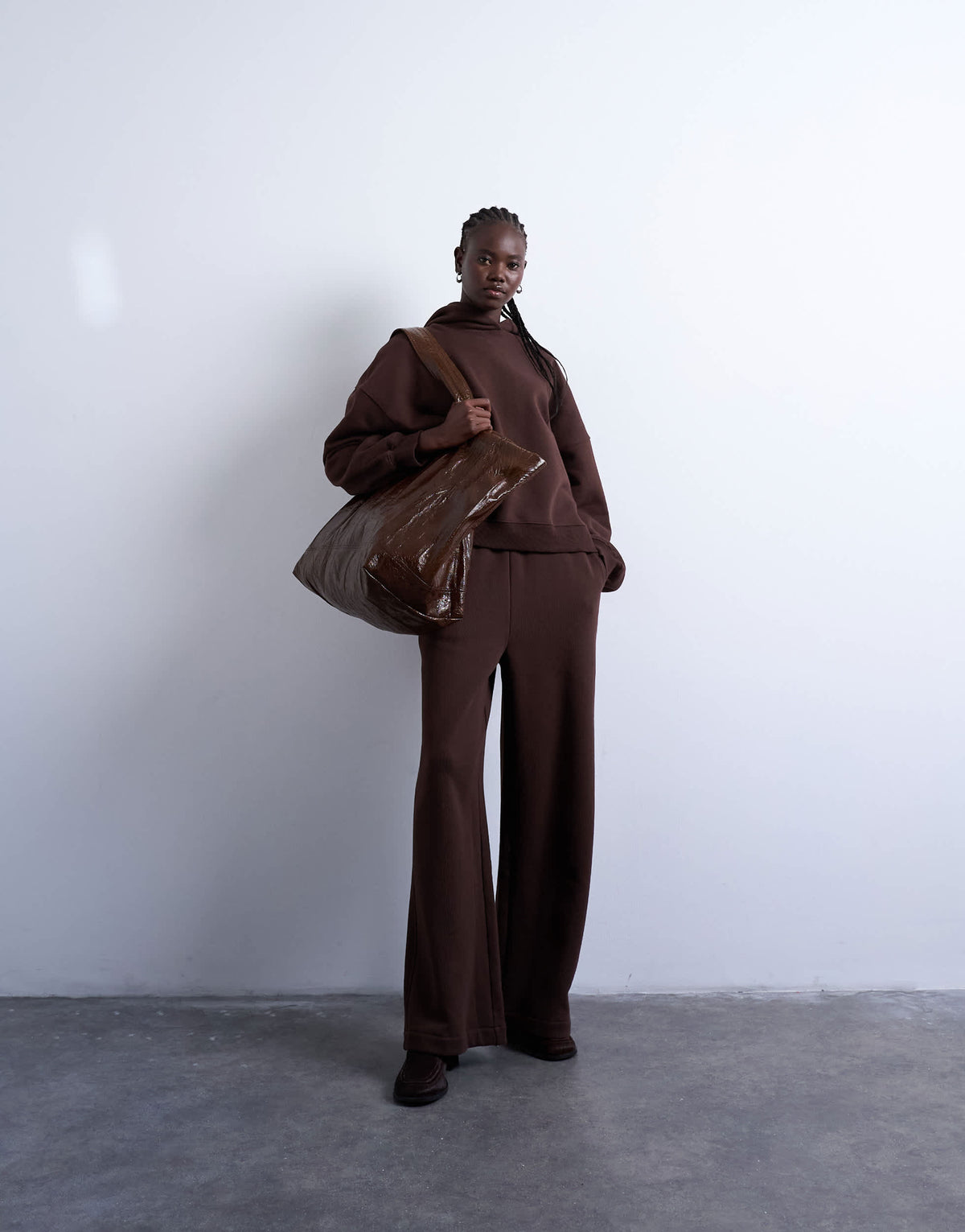 Topshop premium heavyweight oversized hoodie in chocolate brown