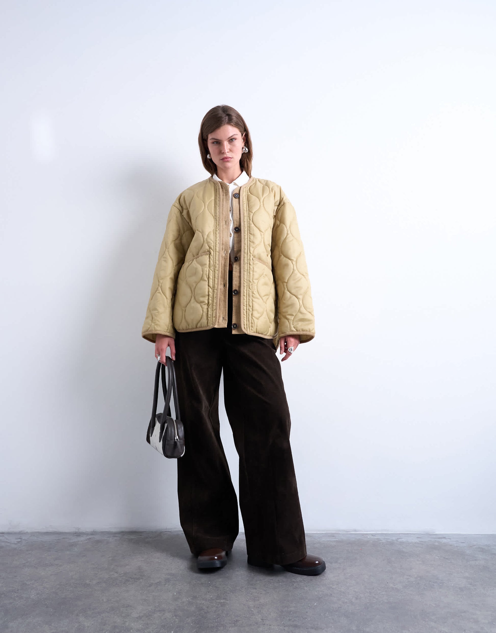 Topshop double layer fronted liner jacket in sand