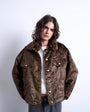 Topshop faux fur western trucker jacket in brown
