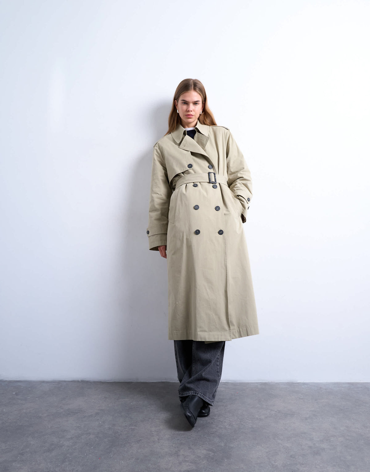 Topshop 2 in 1 borg trench with detachable lining&nbsp;in stone