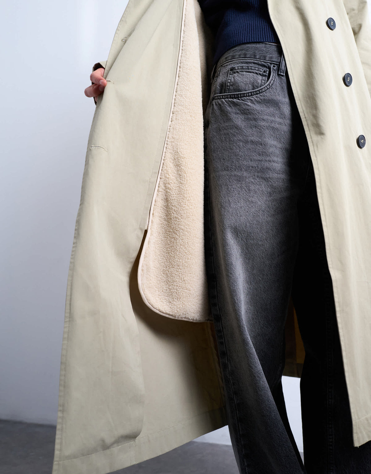 Topshop 2 in 1 borg trench with detachable lining&nbsp;in stone