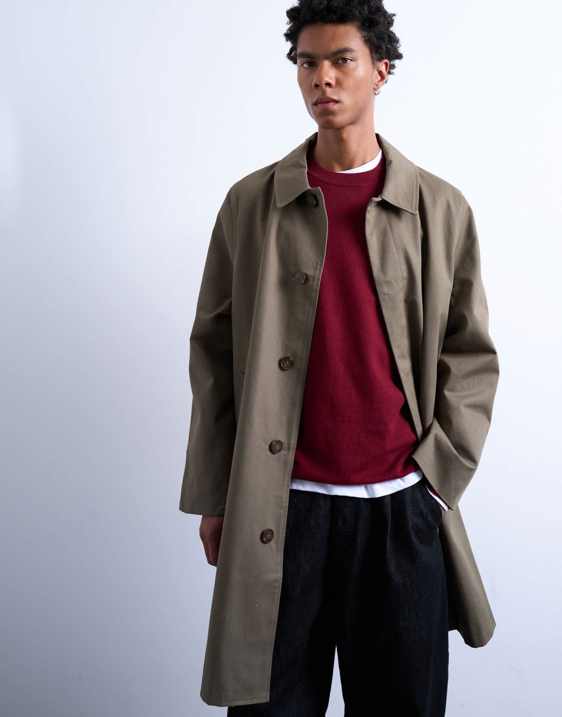 Topman cotton mac in khaki