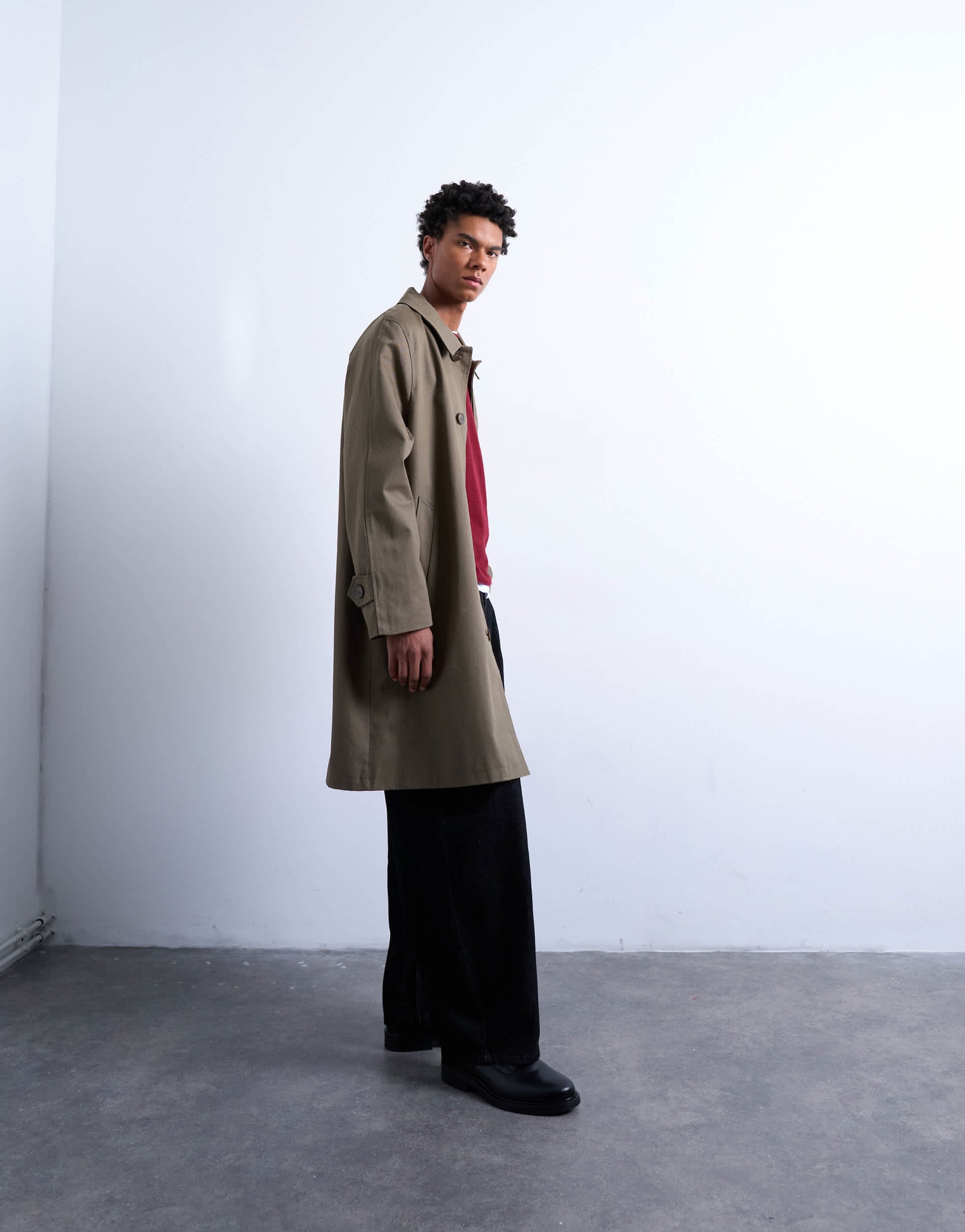 Topman cotton mac in khaki