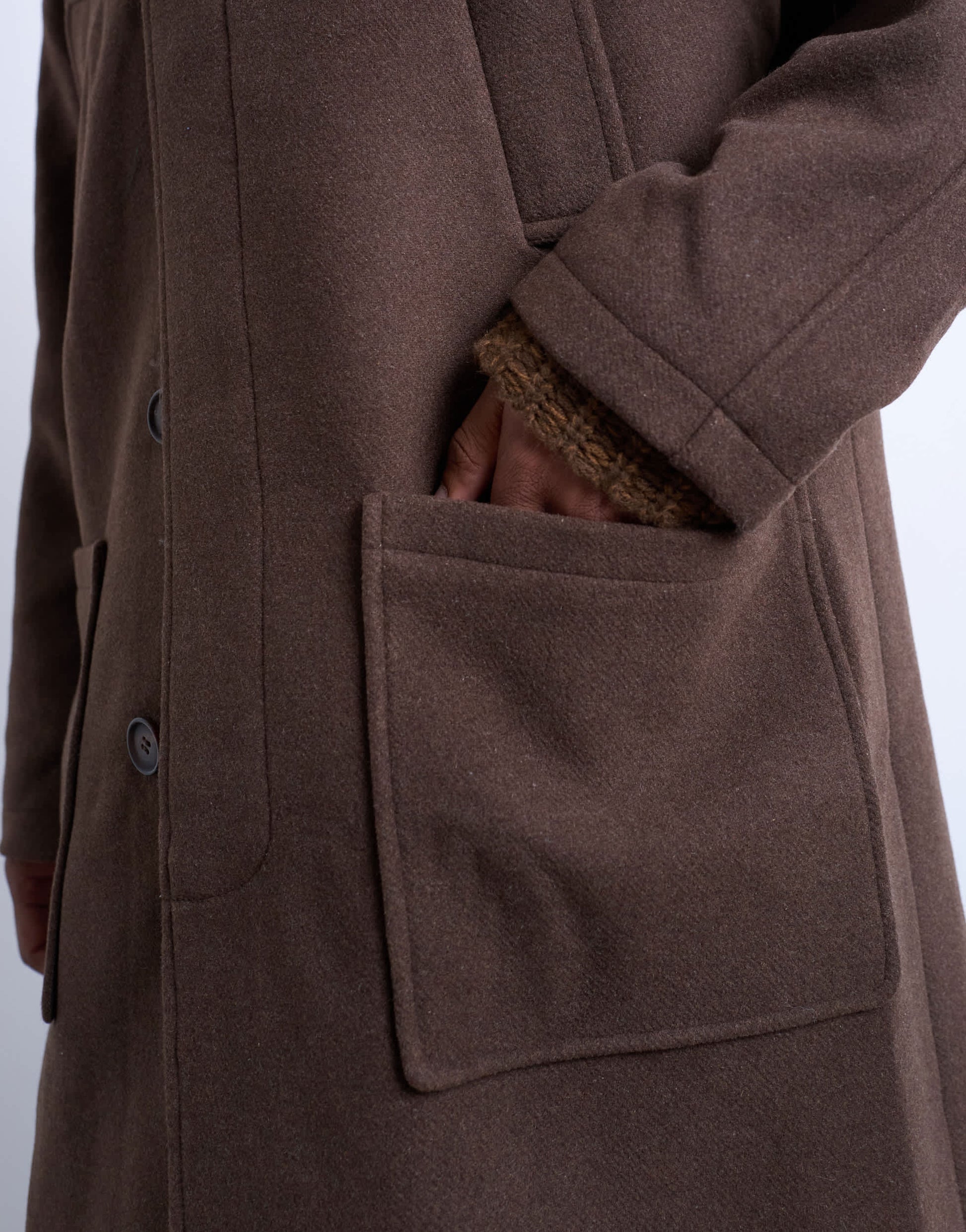 Topman premium wool blend raglan over coat in chocolate