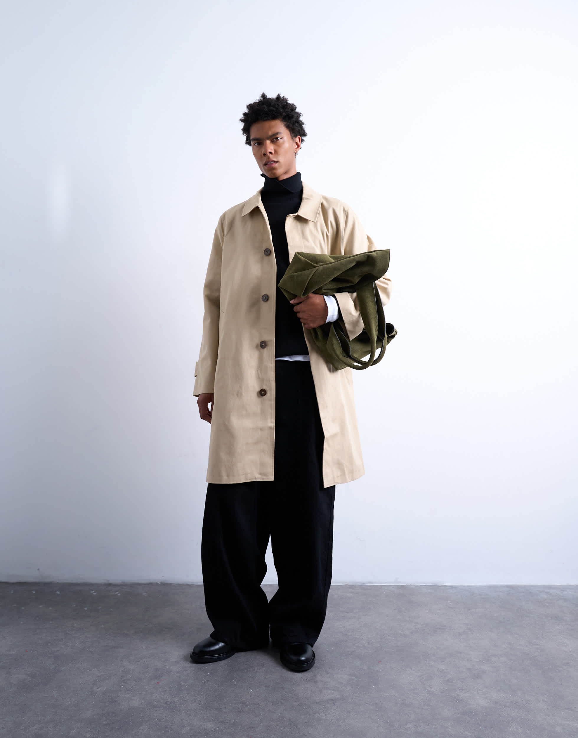 Topman cotton mac in stone