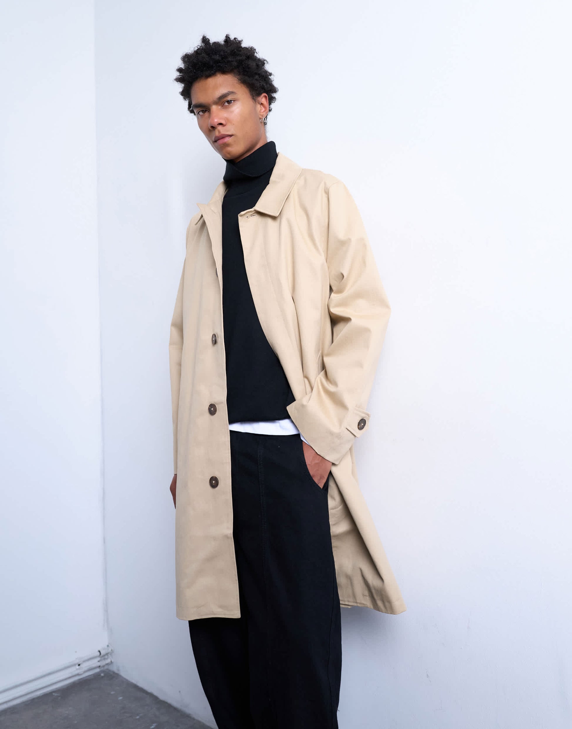 Topman cotton mac in stone