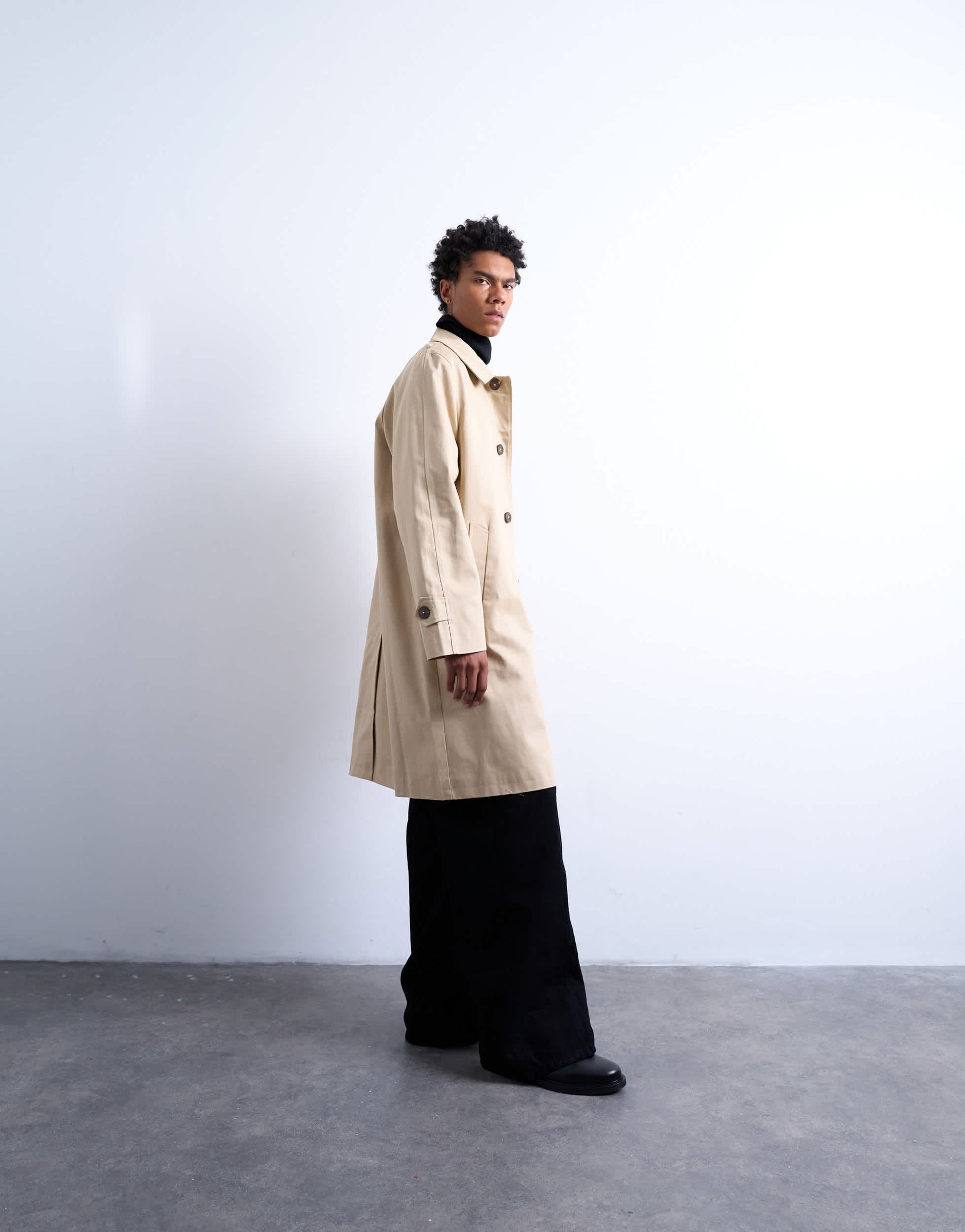 Topman cotton mac in stone
