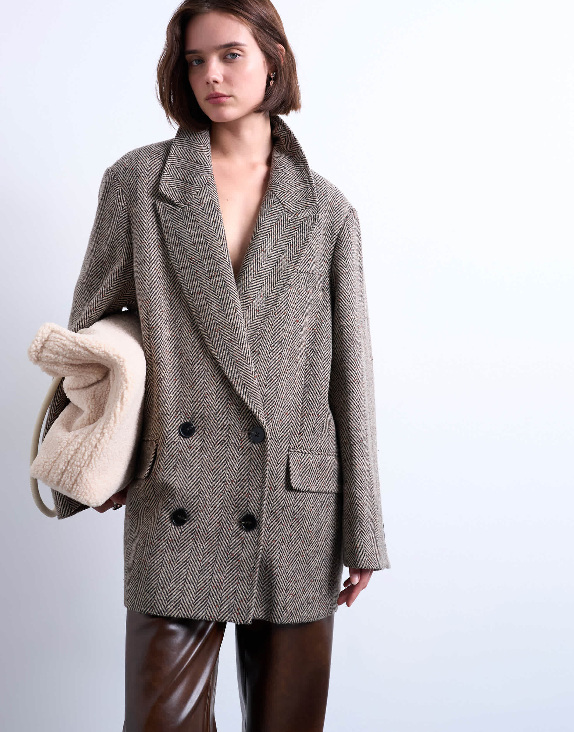 Topshop twill heritage blazer with wool in multi