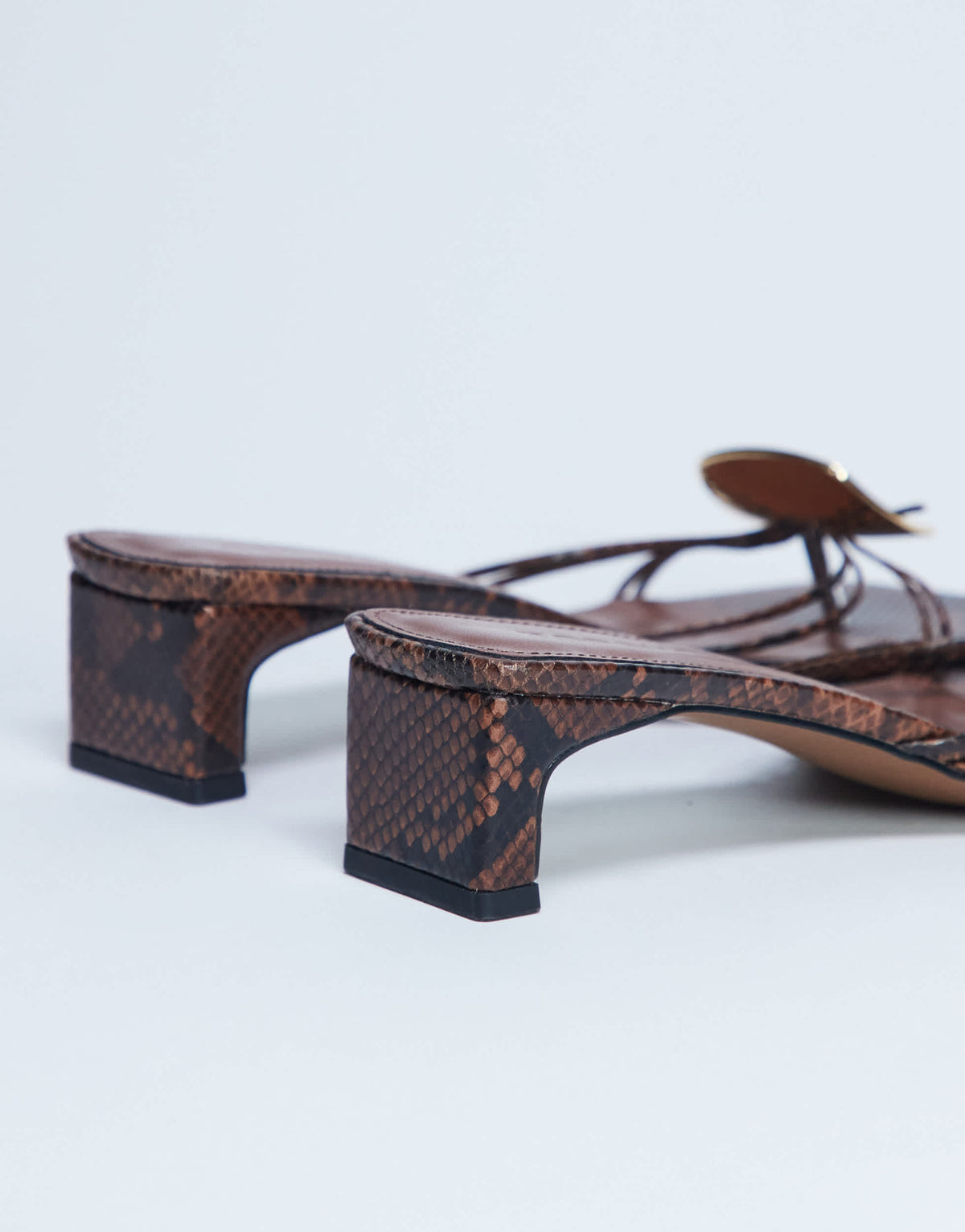 Topshop Ilaria kitten heeled sandal with metal trim in snake