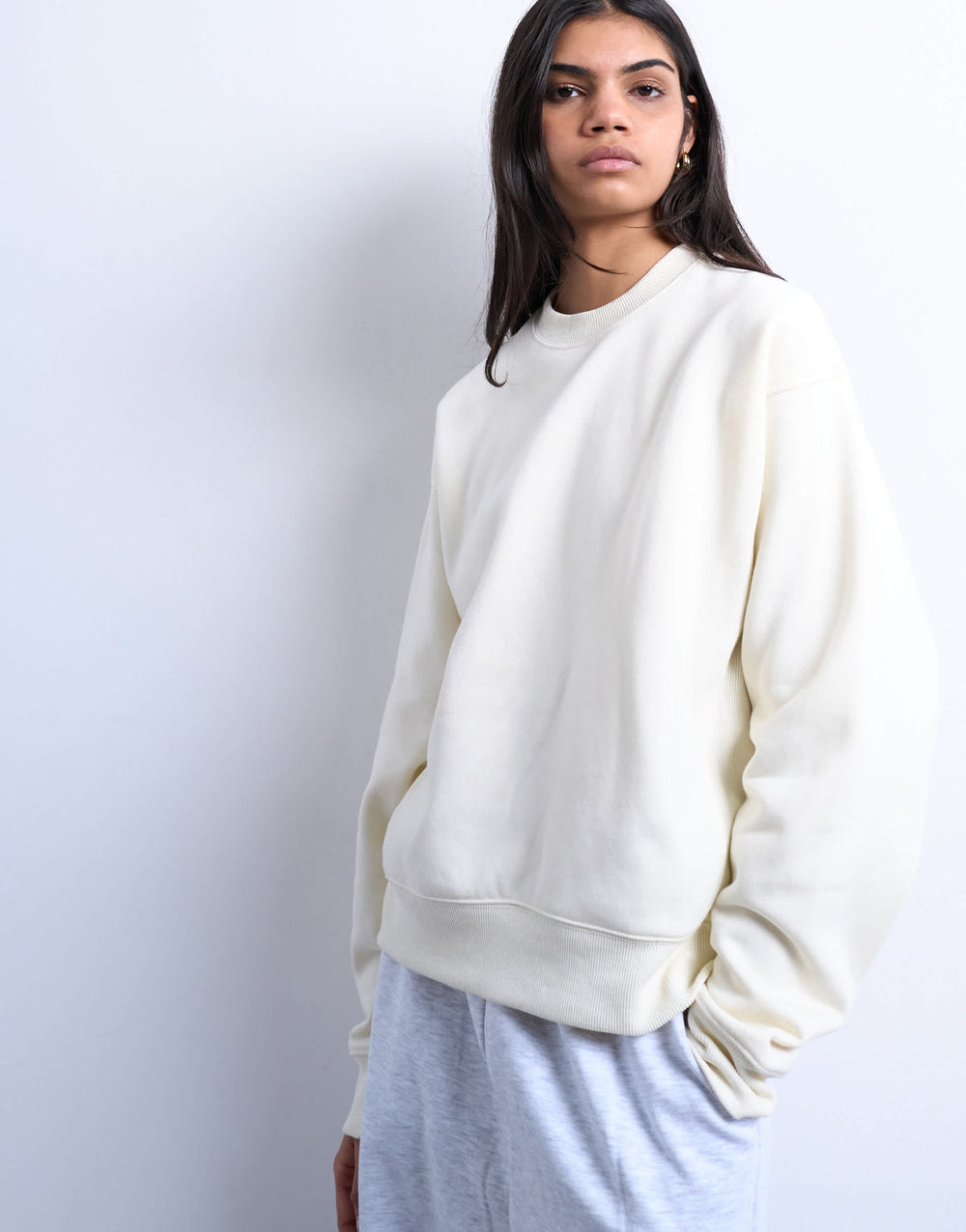 Topshop Ultimate Sweatshirt in Ecru