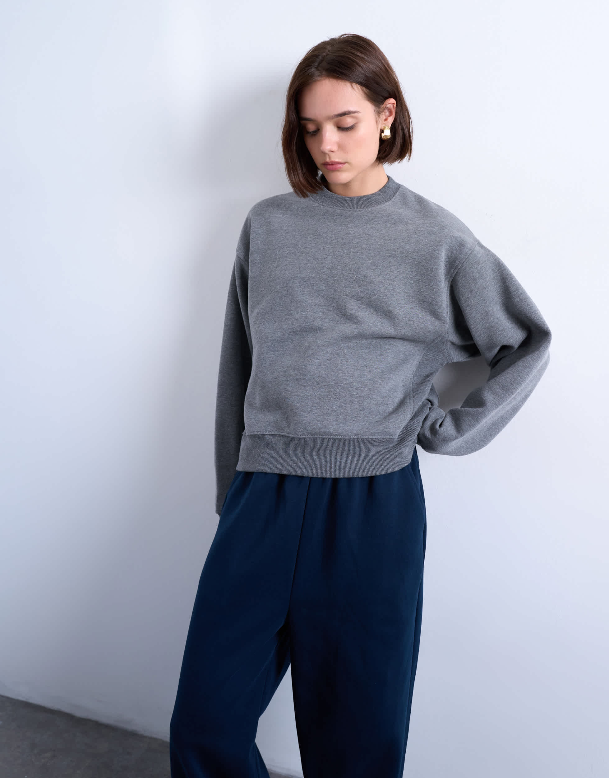 Topshop Ultimate Sweatshirt in Dunkelgrau meliert