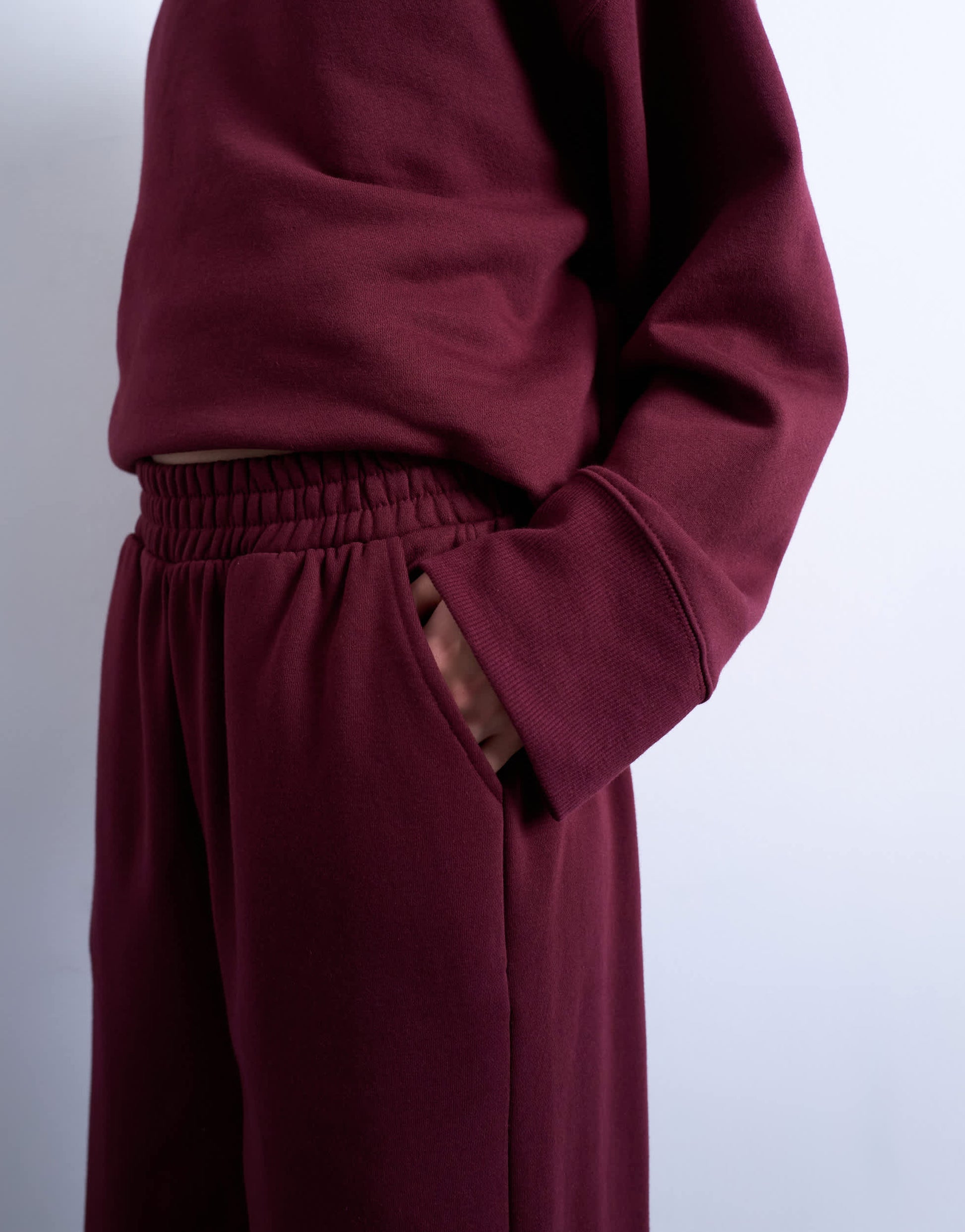 Topshop straight leg jogger in burgundy