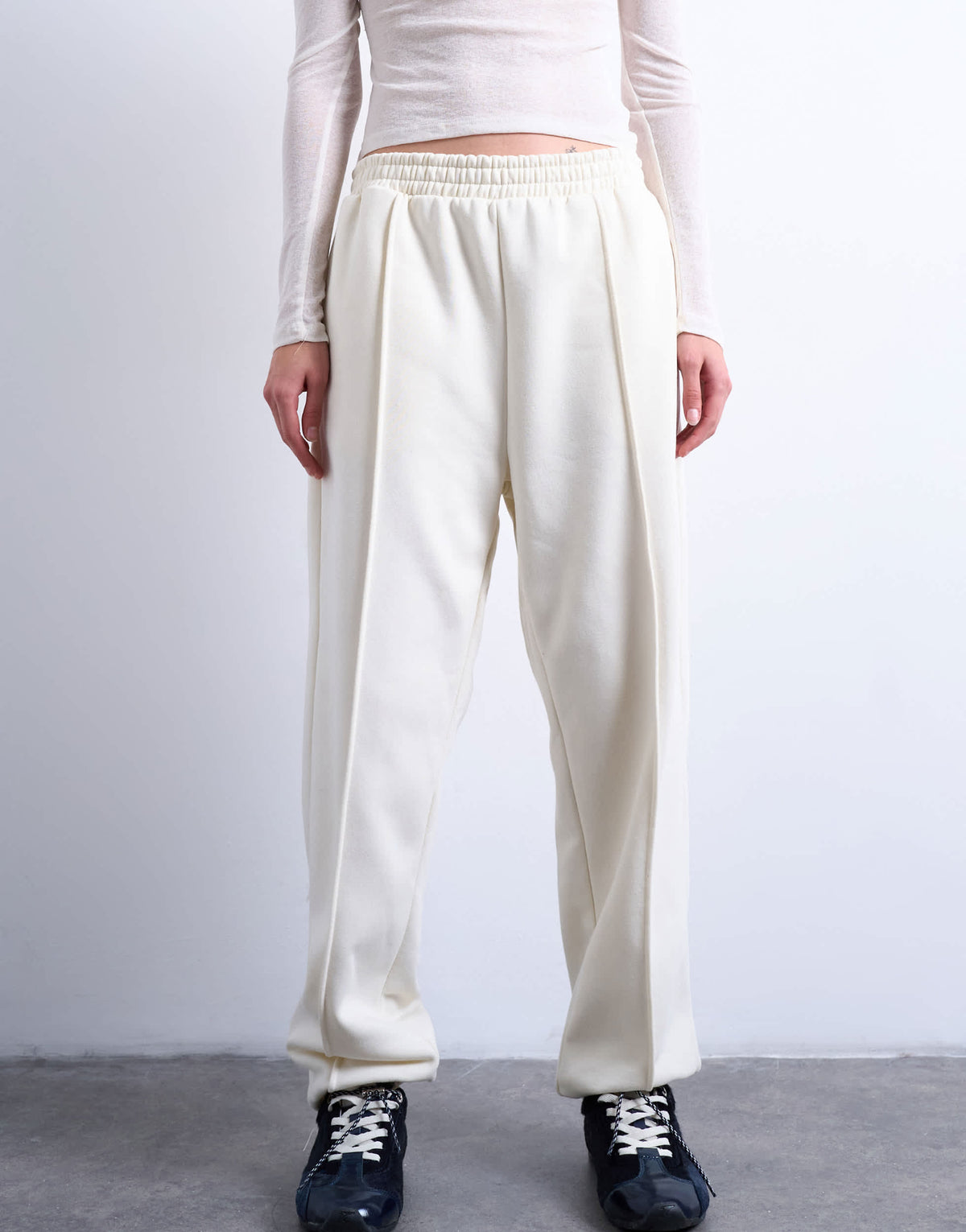 Topshop pintuck cuffed jogger in ecru